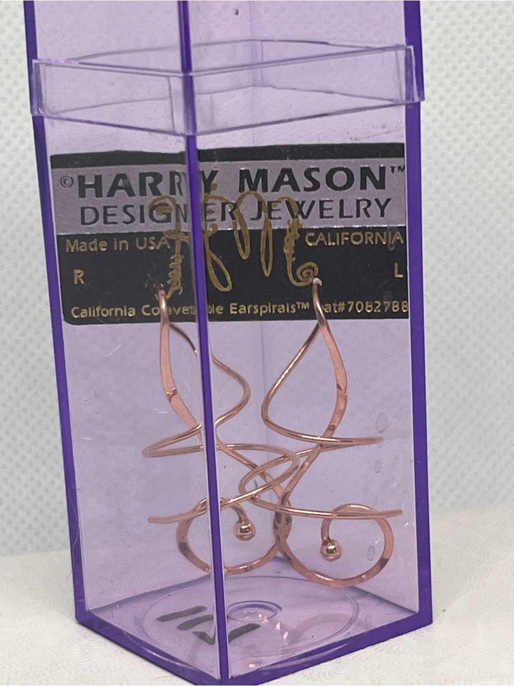 Harry Mason vintage Rose Gold  Earrings Earspiral - original purple box